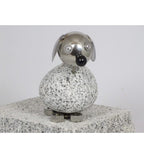 Wackelkopfhund ca. 14cm hoch aus Granit und Edelstahl Natursteindeko
